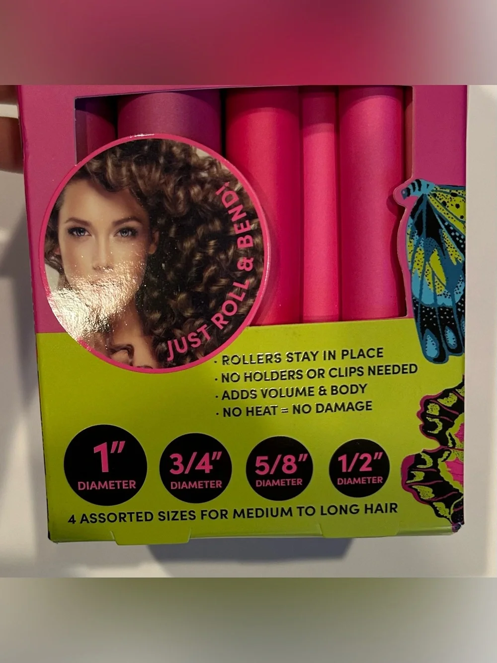 Betsey Johnson Pink and Hot Pink Rubber Hair Rollers - 18 pc